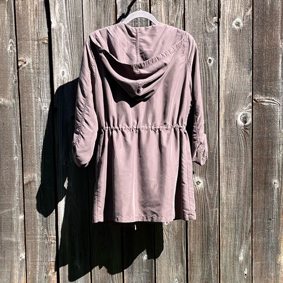 H&M Divided asymmetrical lightweight long zip up hooded trench coat size 6 - Picture 11 of 17